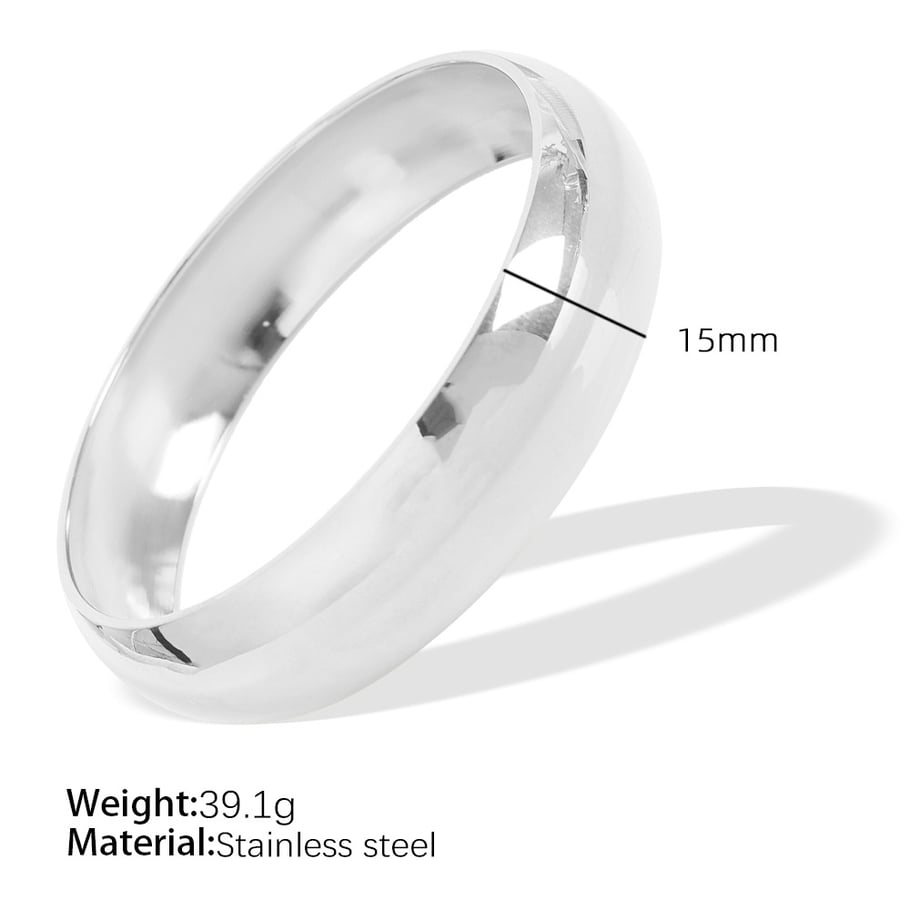1 Stück Simple Series Einfache einfarbige Edelstahl-Armreifen mit 18 Karat Goldbeschichtung für Damen 